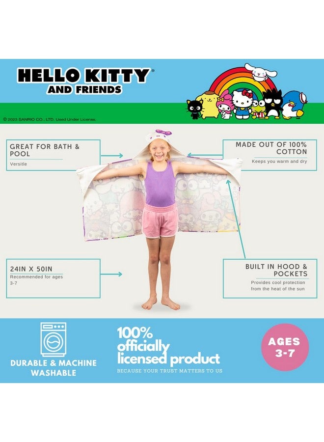 Franco منشفة هود للأطفال من هالو كيتي وأصدقائها، ناعمة جداً، للحمام/المسبح/الشاطئ، قطن تيري، 24 بوصة × 50 بوصة، (منتج مرخص رسمياً) من فرانكو - Image 3