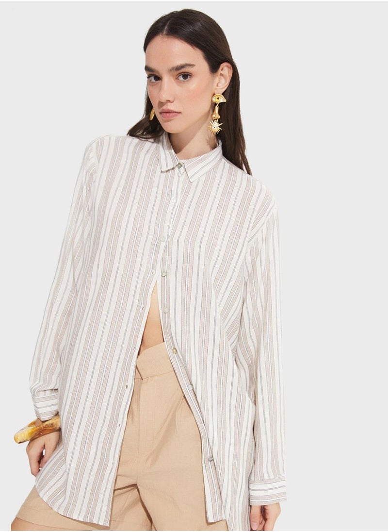 JUNE Striped Button Down Shirt - Image 1
