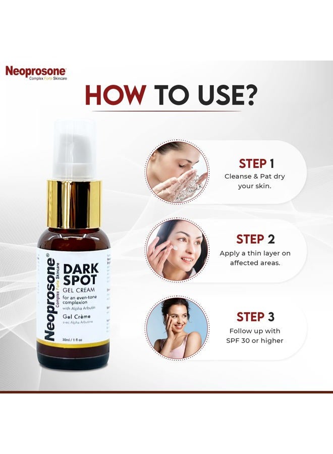 Neoprosone نيوبروسون، كريم جل للبقع الداكنة - 1 أونصة سائلة / 30 مل - كريم جل للوجه، يقلل من حب الشباب، بقع الشمس، بقع العمر على الوجه، الركب، المرفقين، اليدين، المناطق الخاصة - Image 5