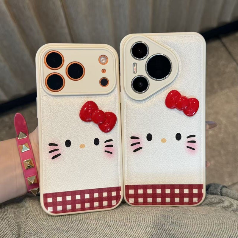 Three-Dimensional Bow Blush Kt Expression Suitable for Apple 17Promax Air Cushion Mobile Phone Case Iphone16 Autumn and Winter 15 - Image 2