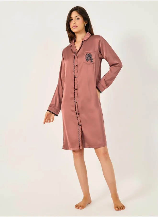 ستايلي Lace Pocket Detail Nightshirt