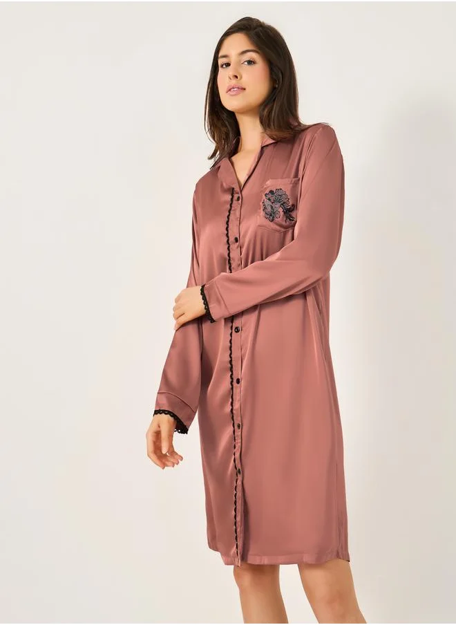 ستايلي Lace Pocket Detail Nightshirt