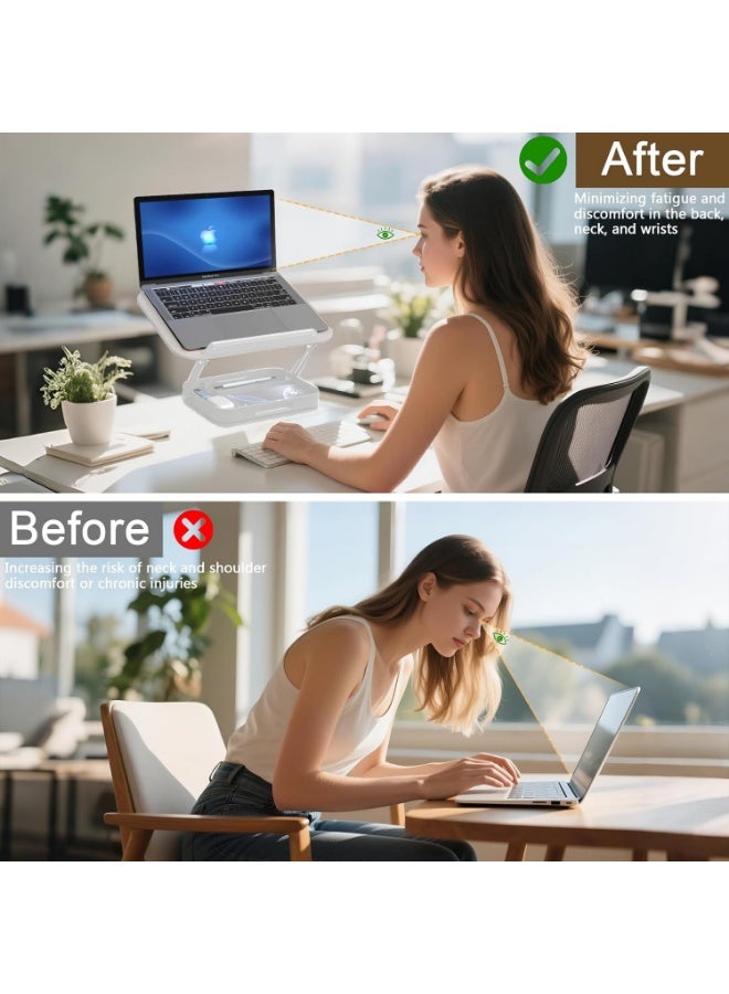 XiuWoo Book Stand for Reading with Storage, Adjustable Book Holder with 360° Rotating Bases, Foldable Desktop Riser Stand, Elastic Clips for Cookbook Recipe Magazines Tablets, Laptops - Image 4