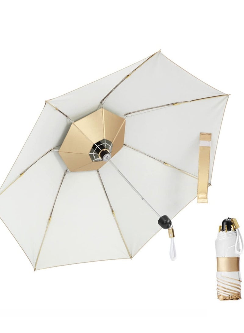 Umbrella Windproof Travel - Sun Protection with Fan and Illumination, Mini, Compact, Small, Folding Portable Backpack, Car, Shade Umbrellas for Rain Men Women - Image 1
