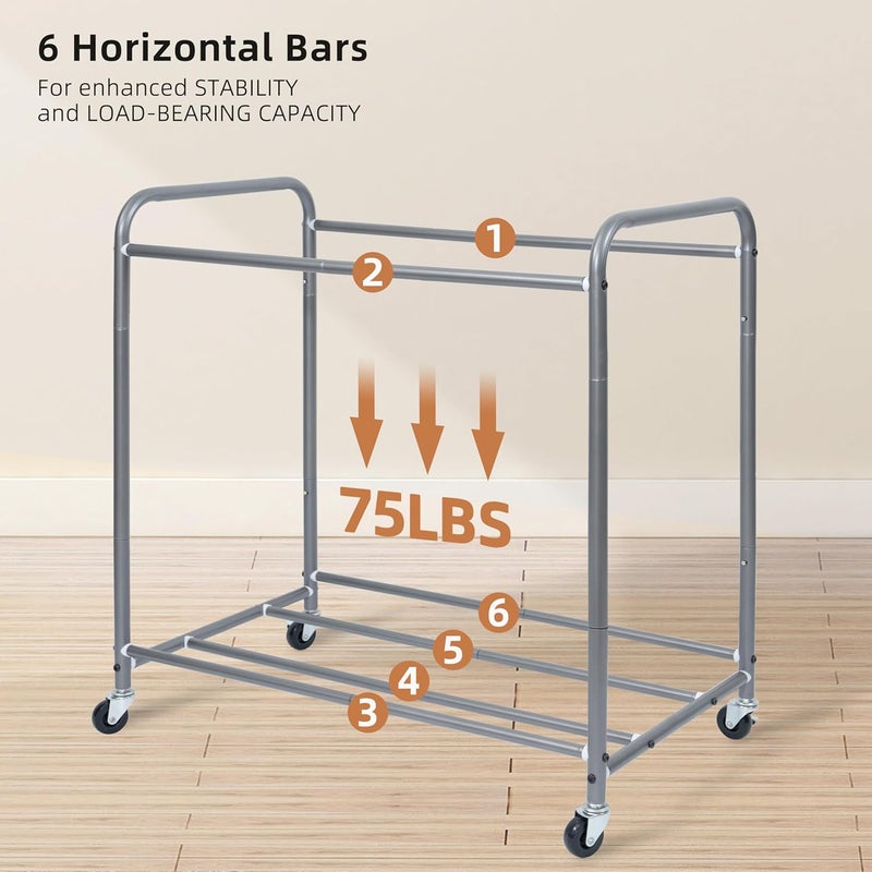 STORAGE MANIAC 3 Section Laundry Sorter Cart with Heavy Duty Rolling Lockable Wheels and Removable Bags, Brown - Image 2