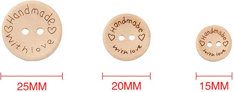 Haofy Bulk 140pcs Wood Sewing Buttons Mixed Size Round Buttons with Letters Smooth DIY Friendly Surface for Crochet, Scrapbooking Holiday Decor Safe for Baby Clothes Christmas Crafts - Image 5