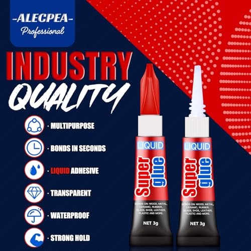ALECPEA 3 Gram (Pack of 12) Single Use Super Glue Liquid, Super Fast, Thin & Strong Adhesive Superglue, Cyanoacrylate Glue for Hard Plastics, DIY Craft, Ceramics, Leather, Metal Etc - Image 3