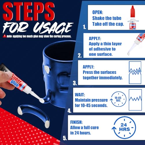 ALECPEA 3 Gram (Pack of 12) Single Use Super Glue Liquid, Super Fast, Thin & Strong Adhesive Superglue, Cyanoacrylate Glue for Hard Plastics, DIY Craft, Ceramics, Leather, Metal Etc - Image 5