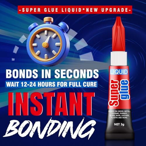 ALECPEA 3 Gram (Pack of 12) Single Use Super Glue Liquid, Super Fast, Thin & Strong Adhesive Superglue, Cyanoacrylate Glue for Hard Plastics, DIY Craft, Ceramics, Leather, Metal Etc - Image 2