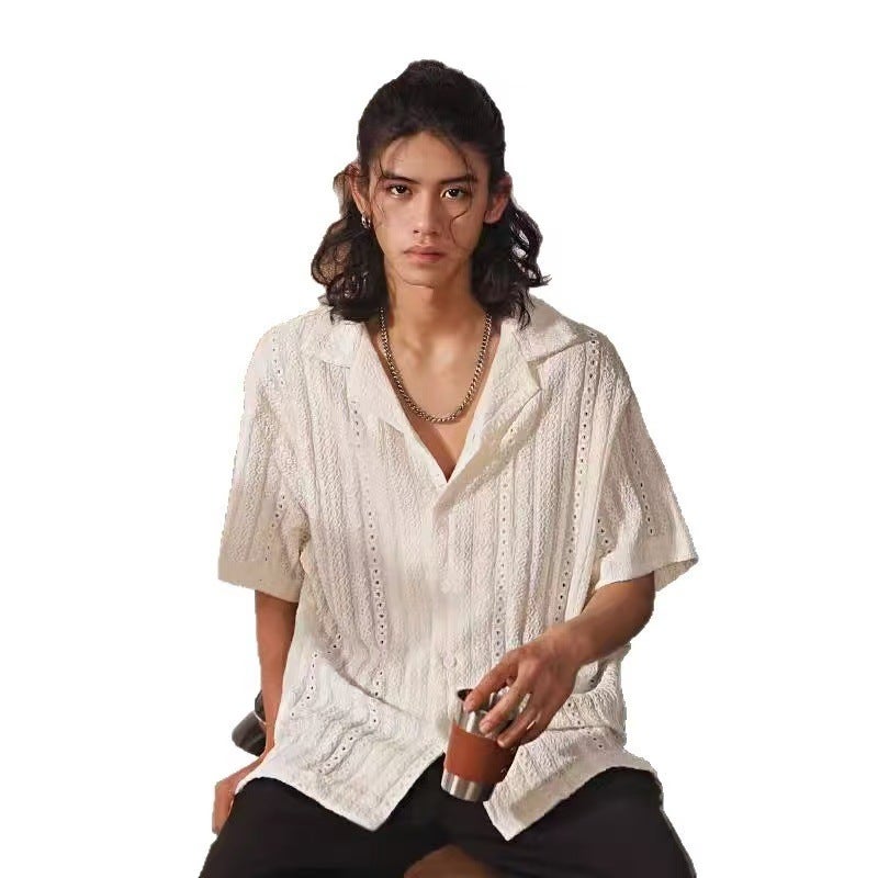 Men's Cuban Collar Short Sleeve Shirt - Image 4