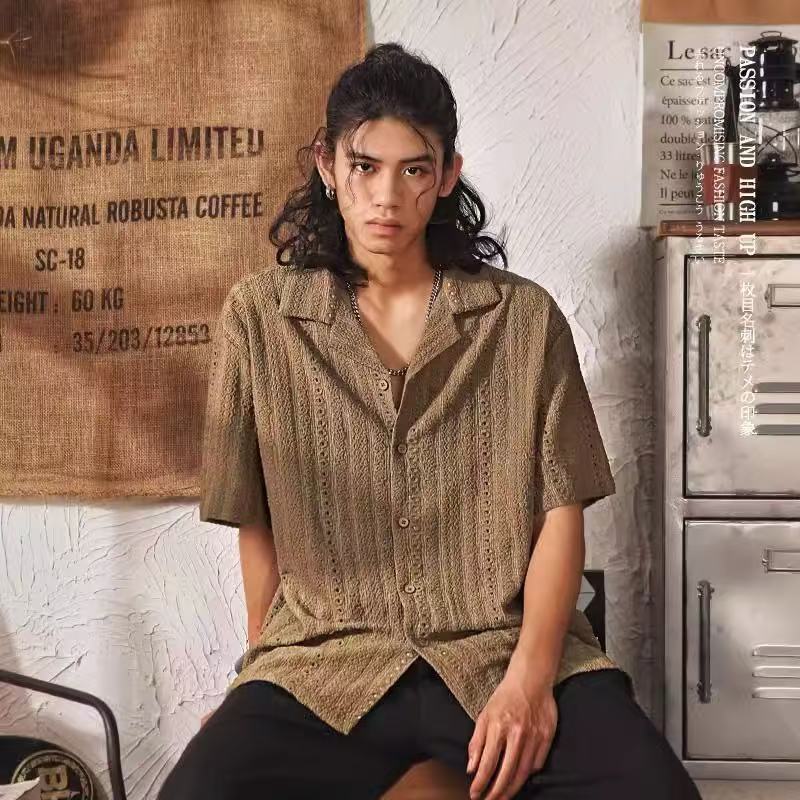 Men's Cuban Collar Short Sleeve Shirt - Image 3