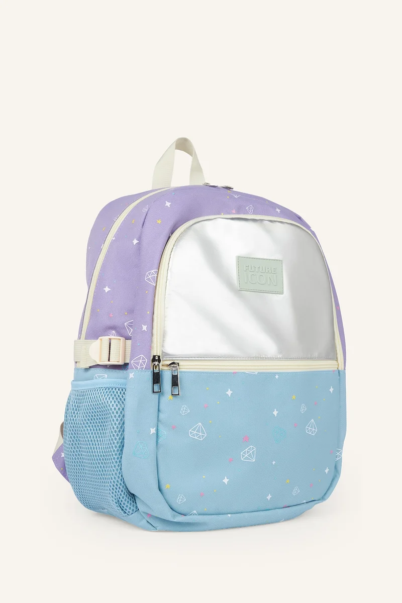 Defacto Girl Printed and Metallic Panel Backpack