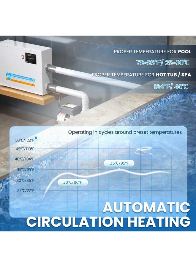 Mxmoonant Pool Heater 11KW 220-380V Electric Water Thermostat with Temperature Control, Self-Heating for SPA, Tub, Pool - Image 3