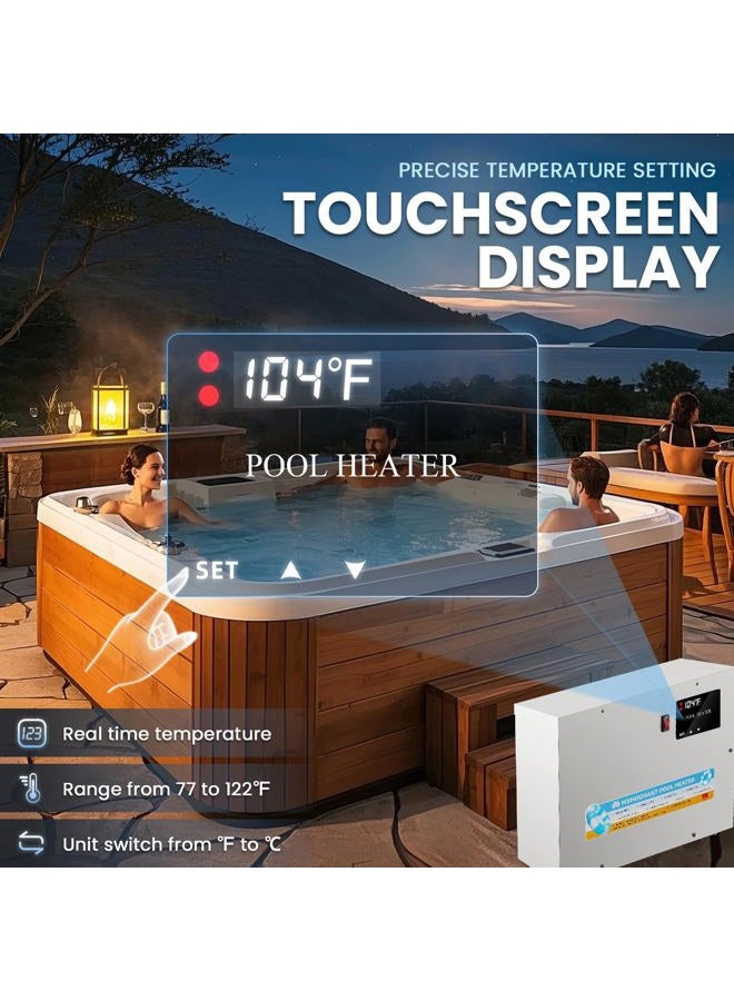 Mxmoonant Pool Heater 11KW 220-380V Electric Water Thermostat with Temperature Control, Self-Heating for SPA, Tub, Pool - Image 2