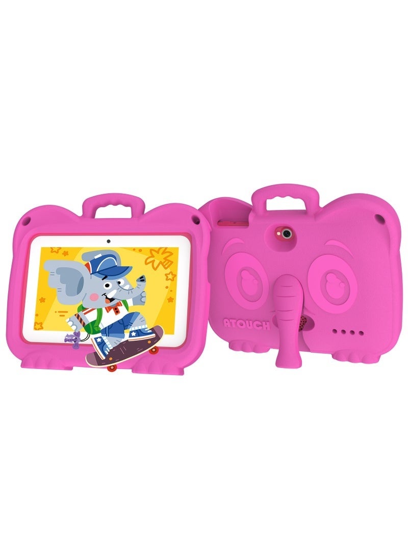 ATOUCH KT4 Pro 7-Inch Kids Tablet – Early Education Android Tab with 8GB RAM + 256GB ROM, WiFi Connectivity, Parental Control, Preloaded Learning Apps, EVA Protective Case for Children – Rose Red - Image 1