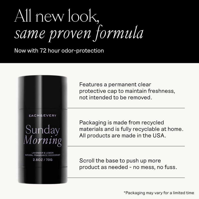 Each & Every Aluminum Free Deodorant for Women & Men, Lavender & Lemon + Rose & Vanilla - All Natural Deodorant for Sensitive Skin, EWG Verified - Clean, Baking Soda-Free, Plant-Based - 2.5oz, 2 Pack - Image 2