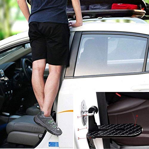 SWAMINE Car Doorstep Easy Access to Car Rooftop Roof-Rack Folding Ladder Hooked Foot on Pegs Stand Door Step Support with Safety Hammer for Jeep,SUV (Multicolor) - Image 1