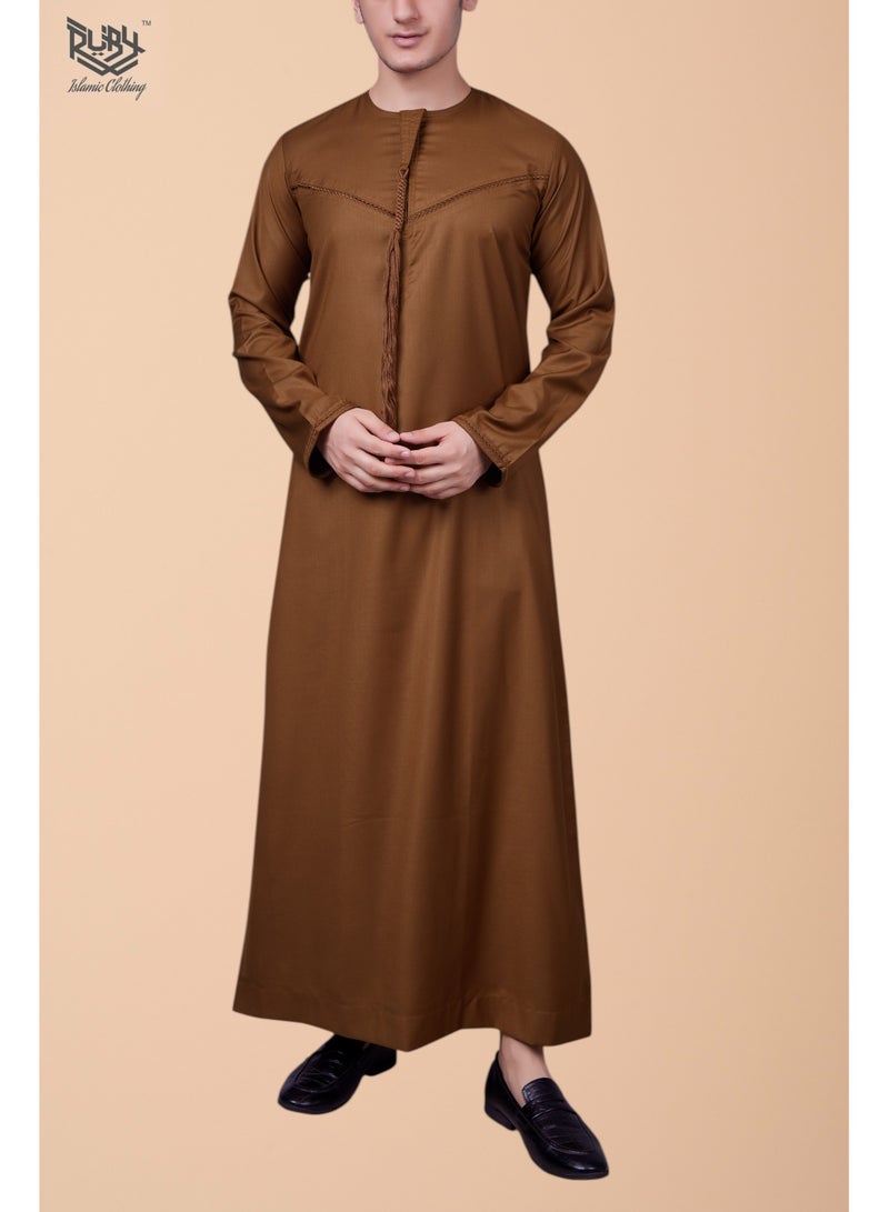 روبي للملابس الإسلامية ثوب كندورا للرجال ثوب جبها برقبة دائرية وأكمام طويلة مع تطريزز - Image 2