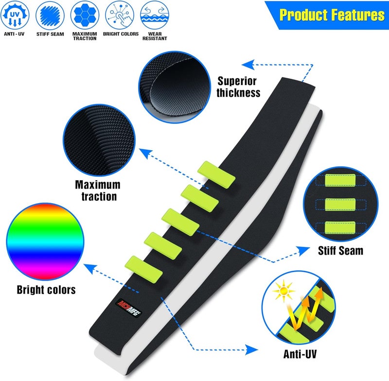 MCHMFG Ribbed Seat Cover for Motorcycle Dirt Bikes - Black - Image 2