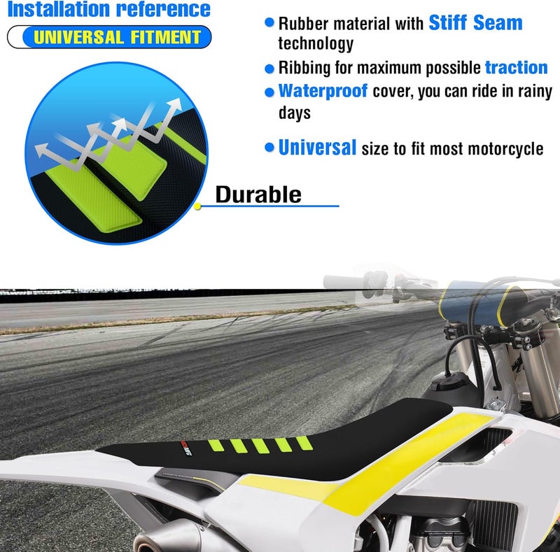 MCHMFG Ribbed Seat Cover for Motorcycle Dirt Bikes - Black - Image 5