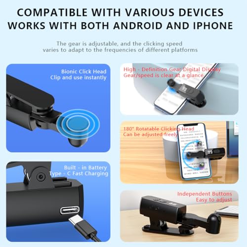 Feeziloe Auto Clicker for Smart Phone, Rechargeable Phone Screen Tapper, Fast Click Simulation Finger Continuous Click for Gaming, Live, Adjustable Speed Physical Clicker - Image 3