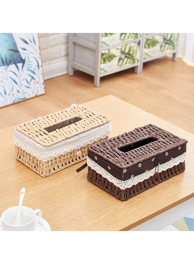 Tissue Case Napkin Holder Handwooven Tissue Box Kleenex Box Decorative Tissue Holder Tissue Paper Dispenser Napkin Holder For Home Office Bathroom 2pcs Set  - Image 2