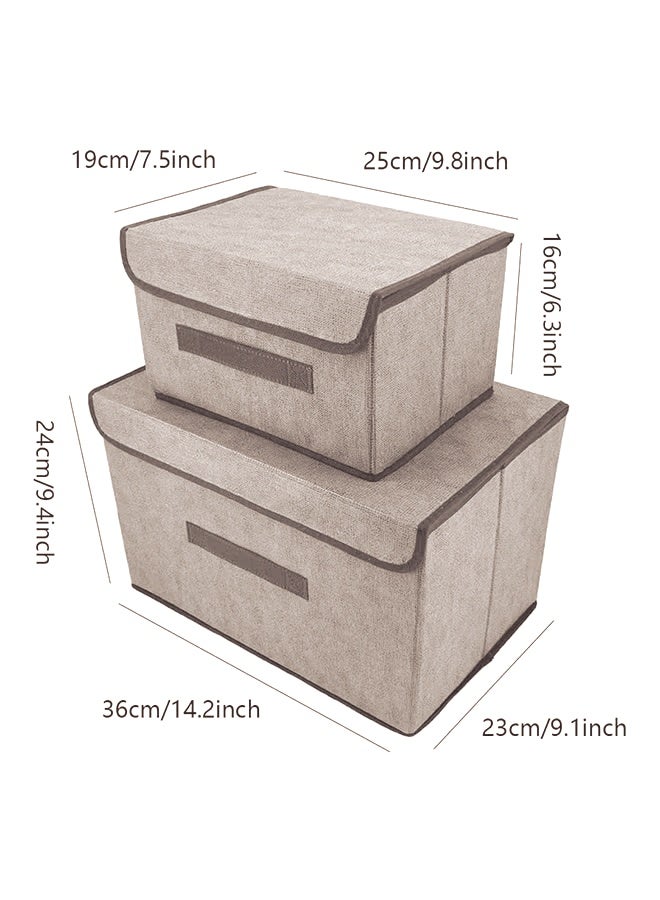 Betaoby Pack Of 4 Foldable Storage Box With Lid beige 36x23x24cm - Image 3