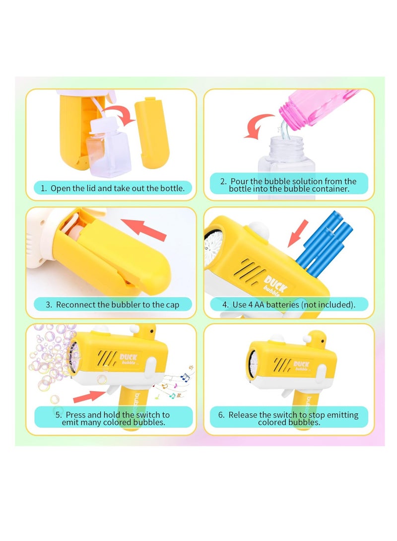 KASTWAVE Yellow Duck Bubble Gun with 1 Bottles Bubble Refill Solution, Bubble Machine Gun Kids Toys with Music & Light for Toddlers 3-5 and 3 4 5 6 7 8+ Years Old Boys Girls Summer Party Birthday Gifts - Image 4