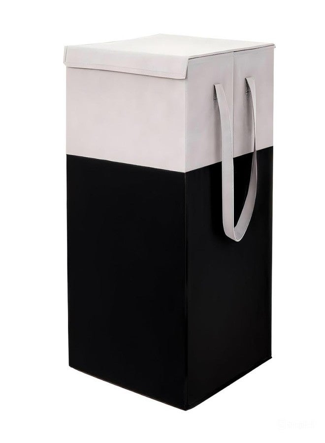Bless Berries 60L Foldable Laundry Basket for Clothes with Handles, Large Clothes Hamper, Non-Woven Laundry Bag, Collapsible Storage Organizer for Clothes, Toys & Blankets, Grey & Black - Image 1