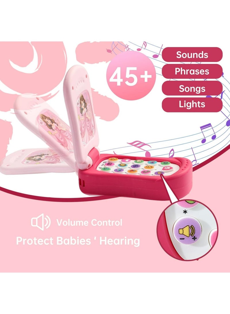 YOUGE Smartphone Learning Baby Phone Toy for 1 Year Old Toddlers Musical Instruments with Light and Sound Multiple Education Games for Boys and Girls, Princess Flip Smartphone Toys Gifts for Birthday - Image 3