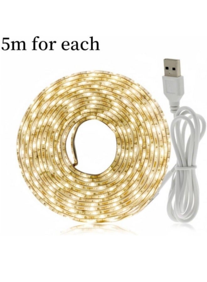 USB LED Strip Lights, COB Warm White 5V 5M Flexible Tape Light Kit, Super Bright LED TV Backlight, Under Cabinet Lighting for Kitchen, Bedroom, Home, Vanity Mirror, Boat Decor – USB Powered, Easy Install ﻿ - Image 2