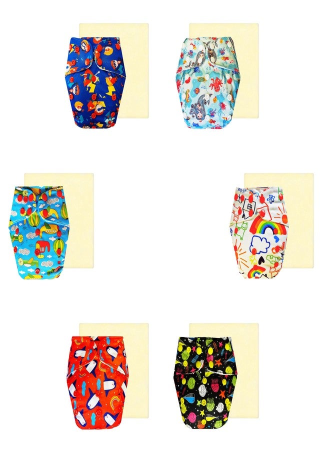 Dumbledo Elite Cloth Diaperwith Magical Soaker (Pack of 6) | Hypoallergenic | 6-Layer Absorbent Pad | Easy to Clean | Designed by Moms | 3 Months - 3 Years | Unisex Baby - Image 1