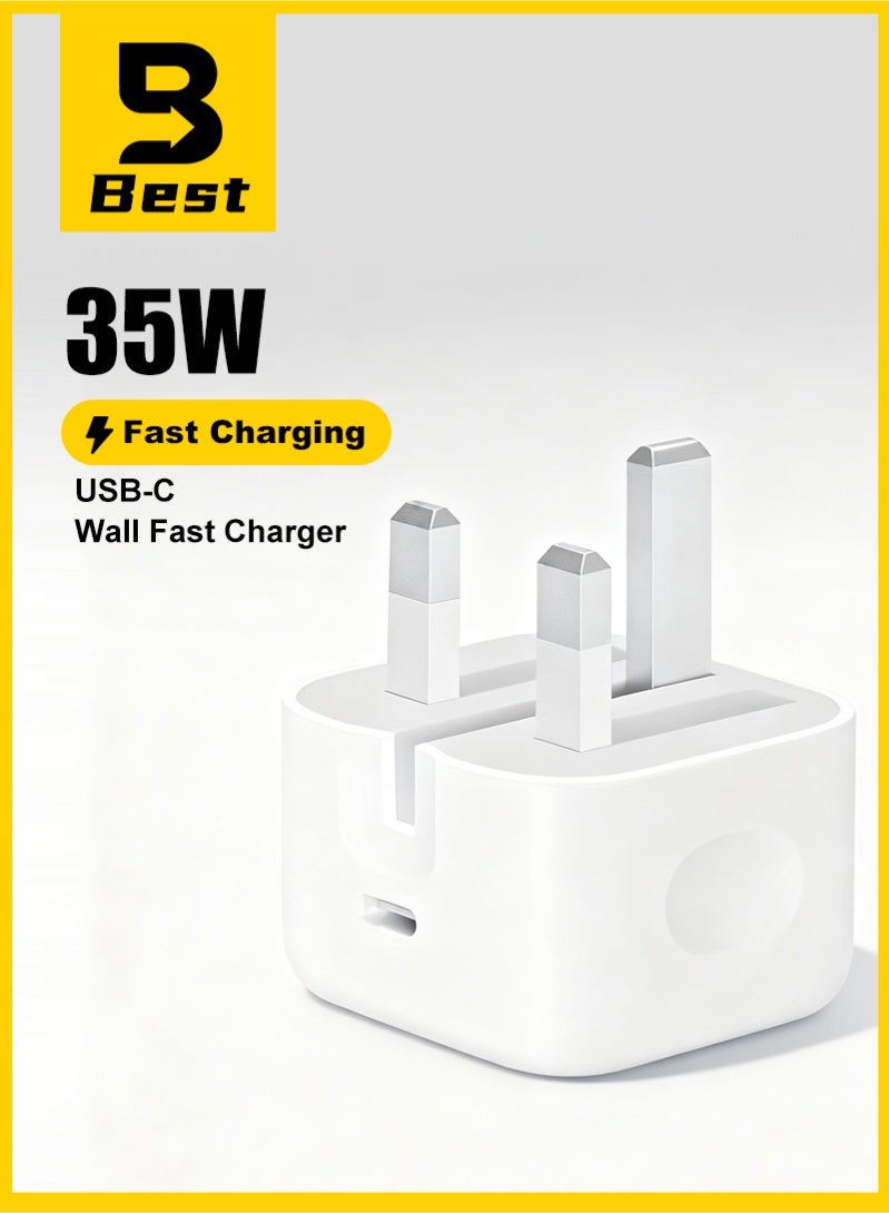 بست شاحن iPhone سريع الشحن | محول شاحن حائط USB-C سريع 35 وات متوافق مع iPhone 15/14/14 Pro/14 Pro Max/13/12/SE2020/11/XR/XS Max/X/iPad - Image 1
