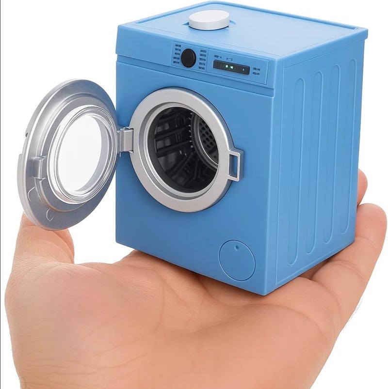 Lynkaye Mini Washing Machine Model - Real Rotating Drum Design, 1:12 Dollhouse Miniature Washing Machine Furniture Appliance Model Dollhouse Decoration Accessories (Blue) - Image 5