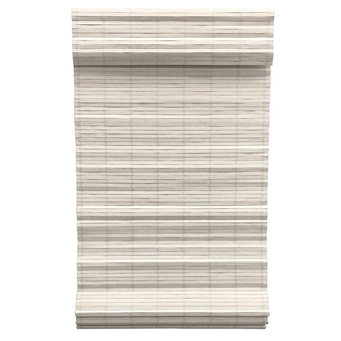 CORDLESS DISTRESSED WHITE BROOKLYN FLATSTICK BAMBOO ROMAN SHADE 23 IN W X 64 IN L
