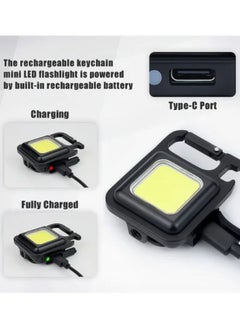 SHOPI Small LED Flashlight, Rechargeable Keychain Mini Flashlight, 4 Light Modes Portable Pocket Light with Folding Bracket Bottle Opener and Magnet Base for Fishing Walking Camping Outdoor Indoor  - Image 4