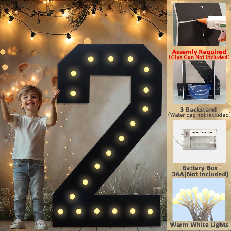 LOBOOM 4FT Black Marquee Number 50, LED Light Up Numbers for 50th Birthday Party Decorations, 4 Feet - Image 2