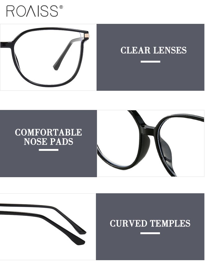 roaiss Women's Blue Light Blocking Glasses Anti UV and Glare Blue Light Filter Reading Glasses Round Anti Eyestrain Headache Eyewear Black 53mm  - Image 4