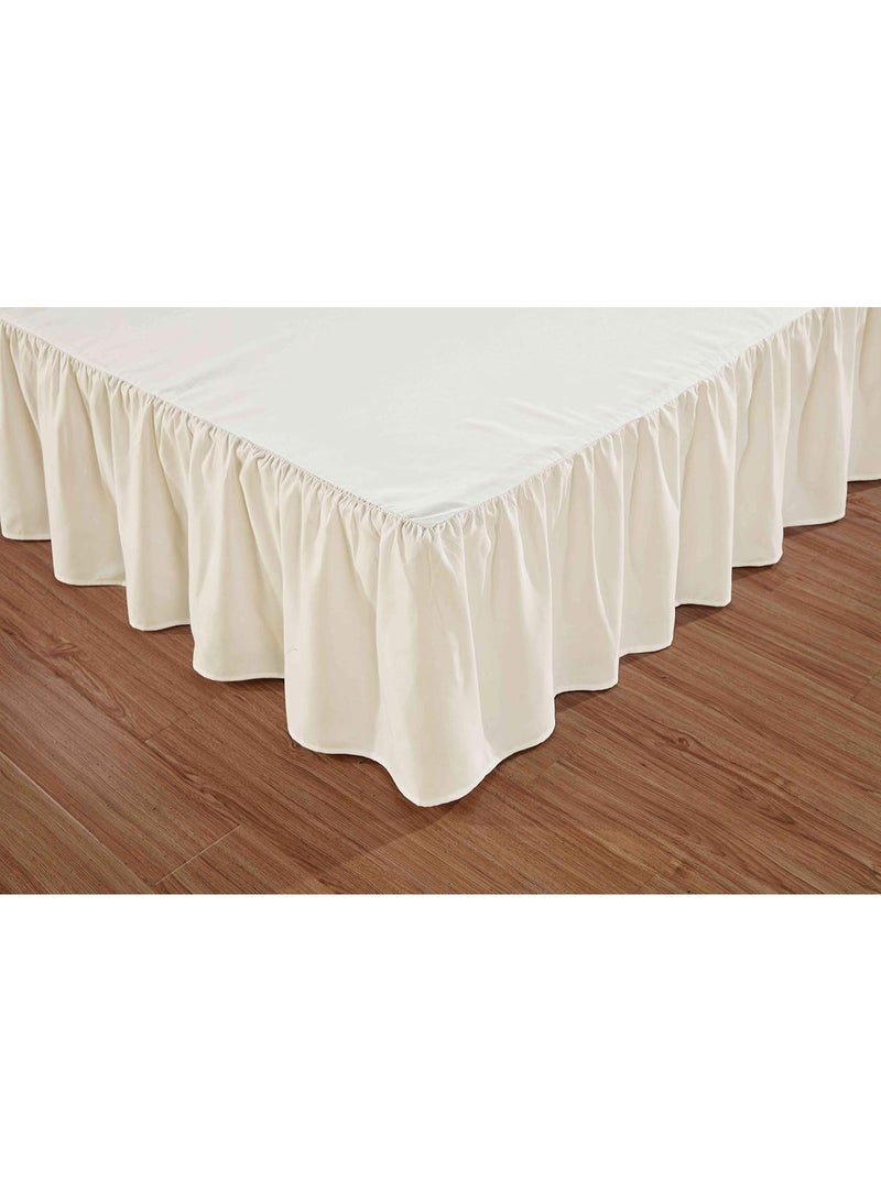 Sheets & Beyond Wrap Around Solid Microfiber Luxury Hotel Quality Fabric Bedroom Gathered Ruffled Bedding Bed Skirt 14 Inch Drop (Queen, Beige) - Image 3
