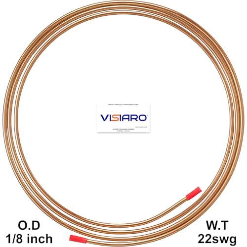 Visiaro Pure Soft Copper Tube, 3mtr, Outer Dia 1/8 inch, Wall Thickness 22 swg, 99.9% Purity, Industrial Metal, Seamless Pipe for Air Conditioning, Refrigeration, Plumbing Systems and DIY Projects - Image 2
