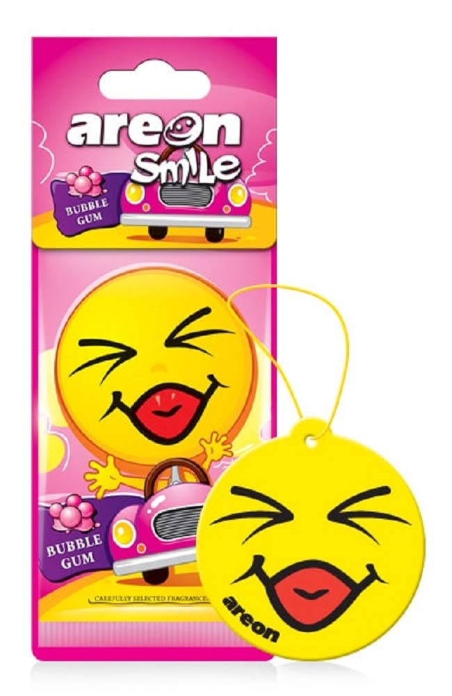 AREON Smile I Emoji Design Hanging Car Air Freshener, Bubble Gum (Pack of 12) - Image 2