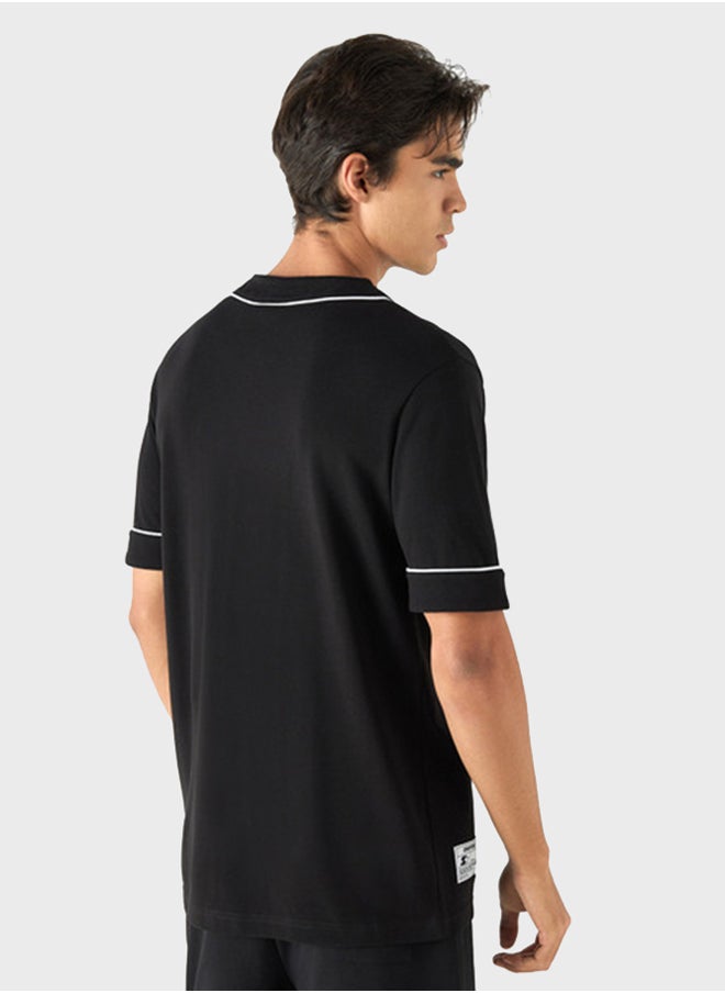 STARTER - Relaxed Fit V-Neck  Button Down Shirt - Image 1