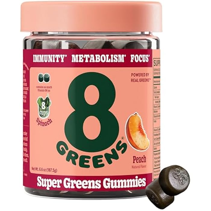 8Greens, Daily Greens Peach Gummies, 50 Count - Image 1