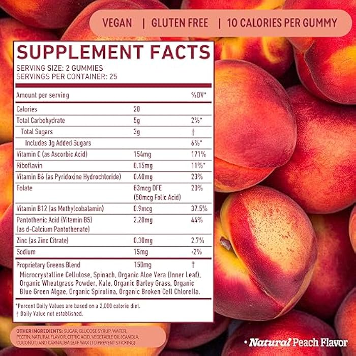 8Greens, Daily Greens Peach Gummies, 50 Count - Image 5