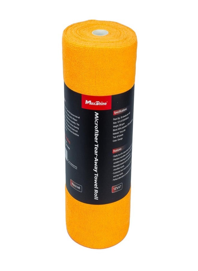 Maxshine Universal Orange Microfiber Tear-Away Towel Roll - 30 Reusable 12"x12" Sheets - 260GSM Terry Microfiber - Eco-Friendly, Lint-Free Cleaning Towels for Auto, Home & Garage - Image 2