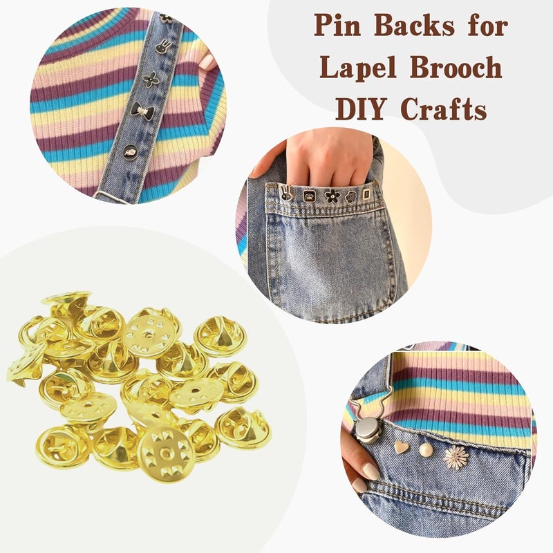 KASBEE Pin Backs, Lapel Pin Backs, 50PCS Brass Metal Pin Backings for Brooch Tie Hat Badge Insignia, Gold - Image 4