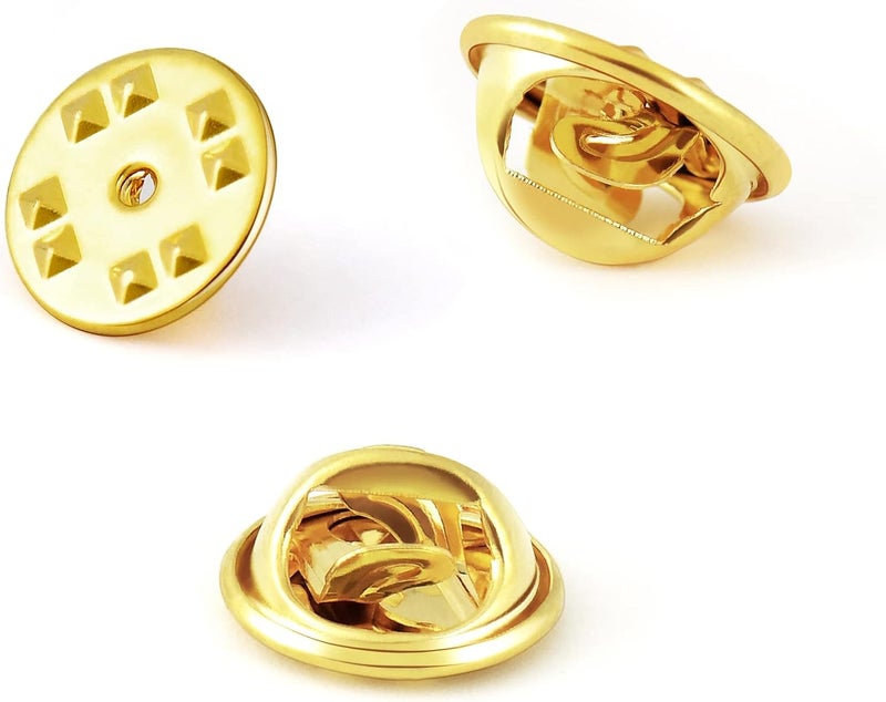 KASBEE Pin Backs, Lapel Pin Backs, 50PCS Brass Metal Pin Backings for Brooch Tie Hat Badge Insignia, Gold - Image 1