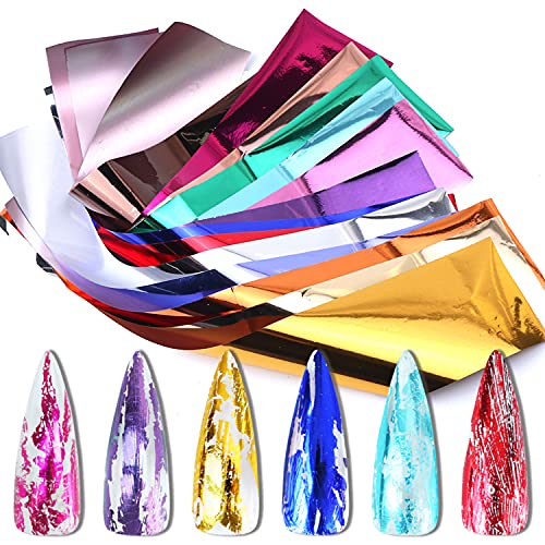 KTAABTR 14 Colors Metallic Nail Foil Transfer Stickers Nail Art Accessories Holographic Effect Nail Foils Supply Gold Silver Matte Transfer Foils Nail Decals for Women Girls Manicure Tips Decoration - Image 1