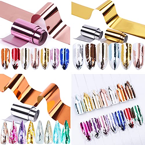 KTAABTR 14 Colors Metallic Nail Foil Transfer Stickers Nail Art Accessories Holographic Effect Nail Foils Supply Gold Silver Matte Transfer Foils Nail Decals for Women Girls Manicure Tips Decoration - Image 3