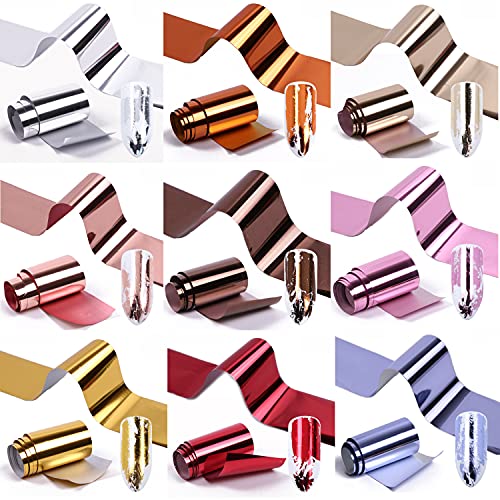 KTAABTR 14 Colors Metallic Nail Foil Transfer Stickers Nail Art Accessories Holographic Effect Nail Foils Supply Gold Silver Matte Transfer Foils Nail Decals for Women Girls Manicure Tips Decoration - Image 5